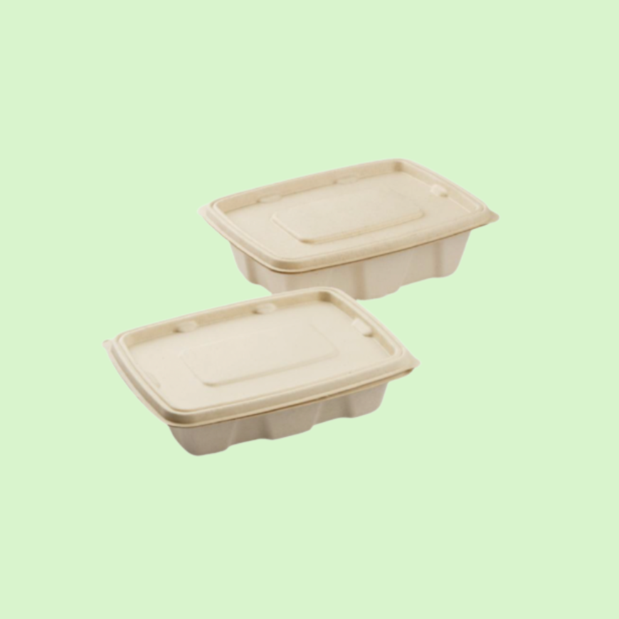Matching bagasse lid for 750ml rectangular container.