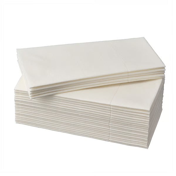 CrossWave Ecopacks white 23x23cm paper napkins, available in 1-ply and 2-ply, ideal for foodservice.