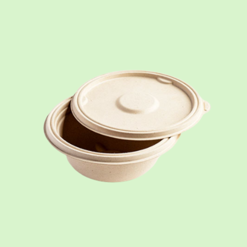500ml bagasse bowl, 158mm diameter, sturdy and leak-resistant construction.
