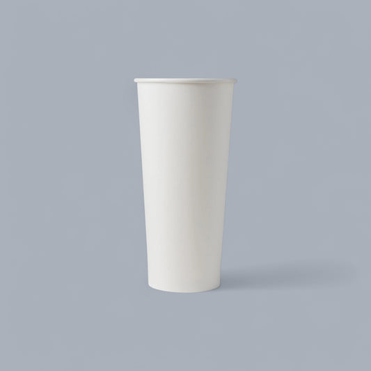 CrossWave Ecopacks white 24oz single wall paper cup, ideal for cold drinks and smoothies.