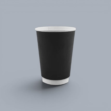CrossWave Ecopacks 10oz double wall paper cup, black exterior, white interior, ideal for hot beverages.