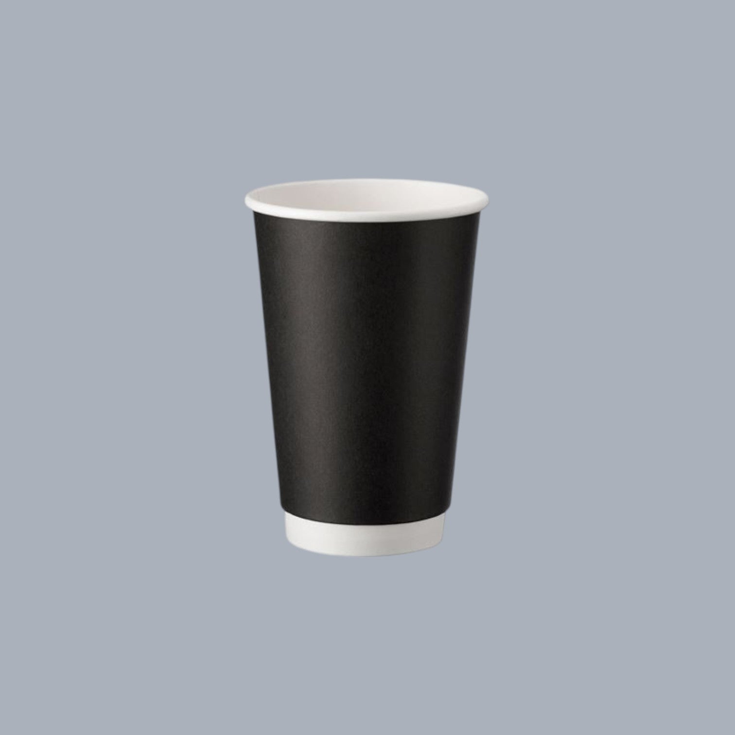 CrossWave Ecopacks 16oz black double wall paper cup for hot drinks, eco-friendly and compostable.