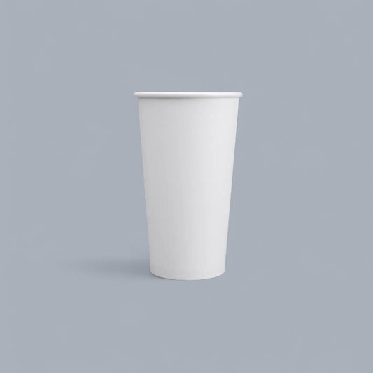 CrossWave Ecopacks white 20oz single wall paper cup for cold drinks like smoothies and bubble tea.