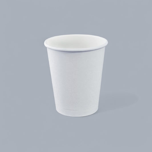 CrossWave Ecopacks white 8oz single wall paper cup, ideal for hot and cold beverages, made from food-grade paper.